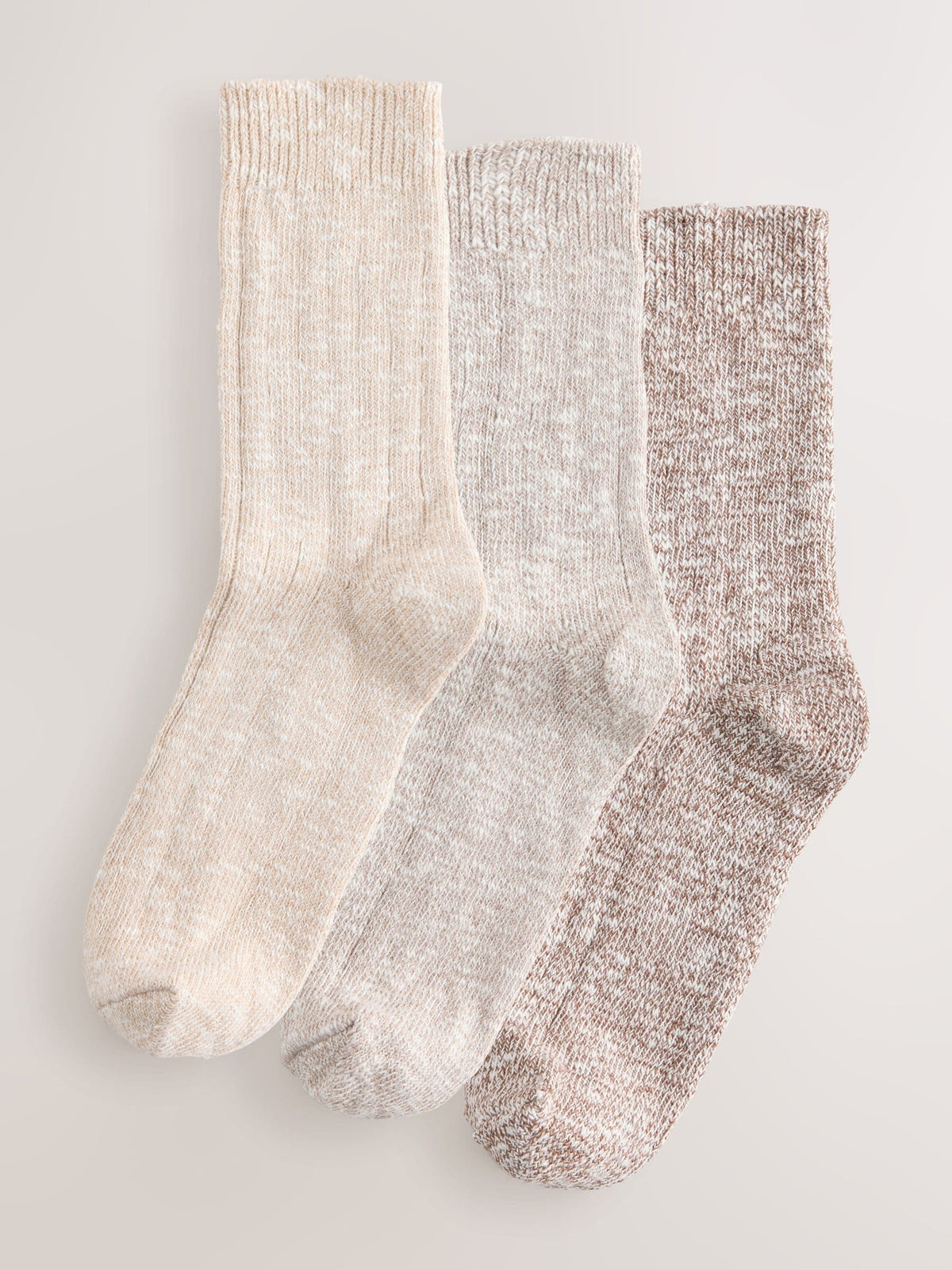 Neutral Tonal Cotton Slub Slouchy Ankle Socks 3 Pack - image 1