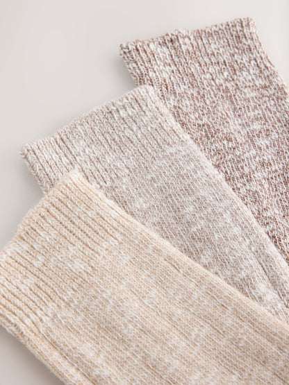 Neutral Tonal Cotton Slub Slouchy Ankle Socks 3 Pack - image 5