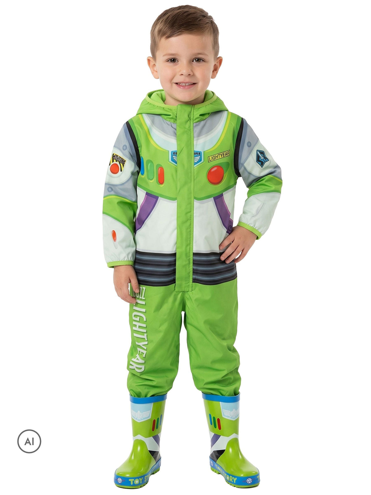 Character Green Disney Toy Story Buzz Lightyear Puddlesuit - image 1