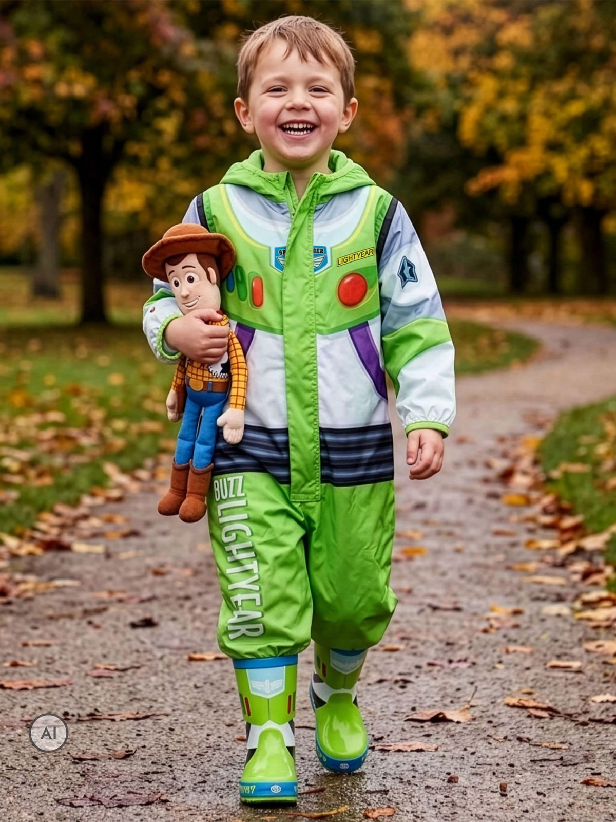 Character Green Disney Toy Story Buzz Lightyear Puddlesuit - image 4