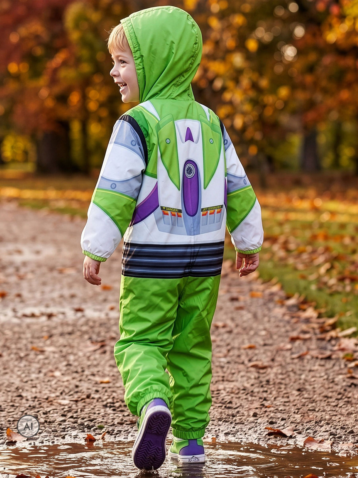 Character Green Disney Toy Story Buzz Lightyear Puddlesuit - image 6