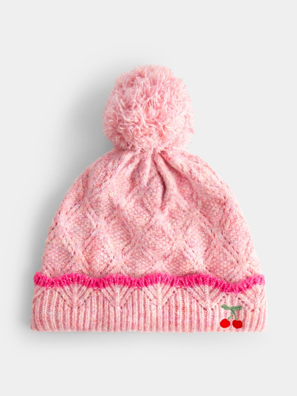 Jojo Maman Bébé Pink Cherry Pom Pom Knitted Hat - image 1