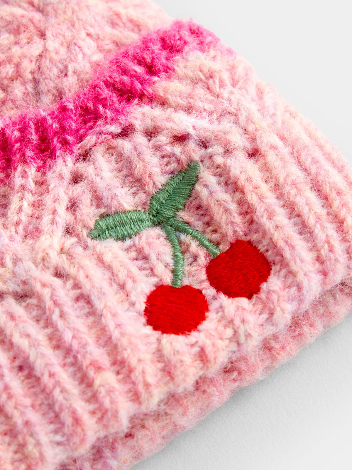 Jojo Maman Bébé Pink Cherry Pom Pom Knitted Hat - image 3