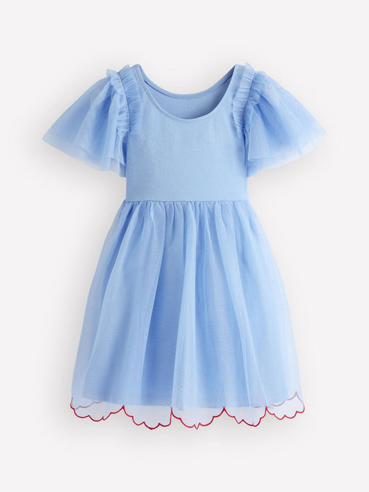 Dsiney Kidz - Boden Blue Short Sleeve Logo Tulle Dress image 2