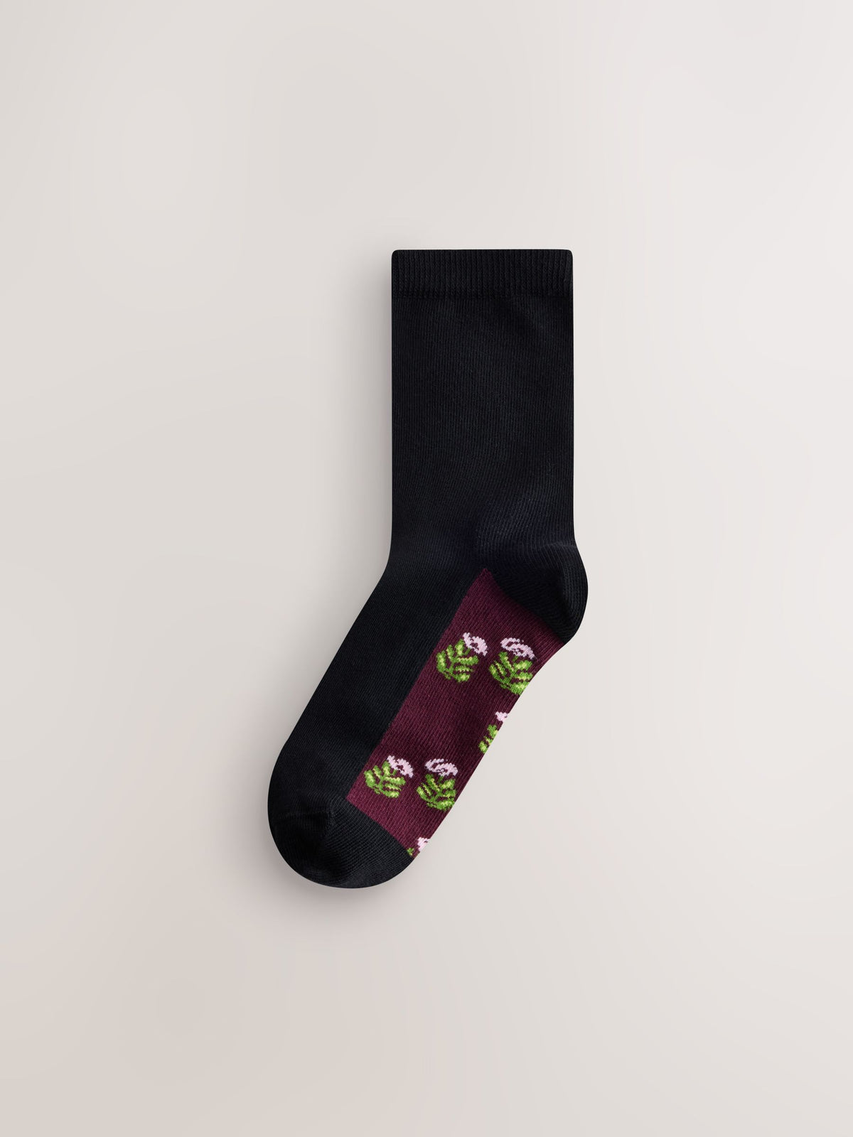 Burgundy Red Floral Footbed Ankle Socks 5 Pack - image 3