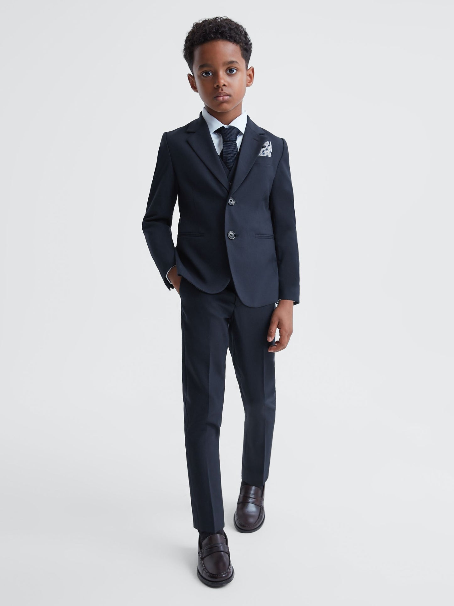 Reiss Navy Hope 3-9 yrs Wool Blend Adjustable Trousers image 1