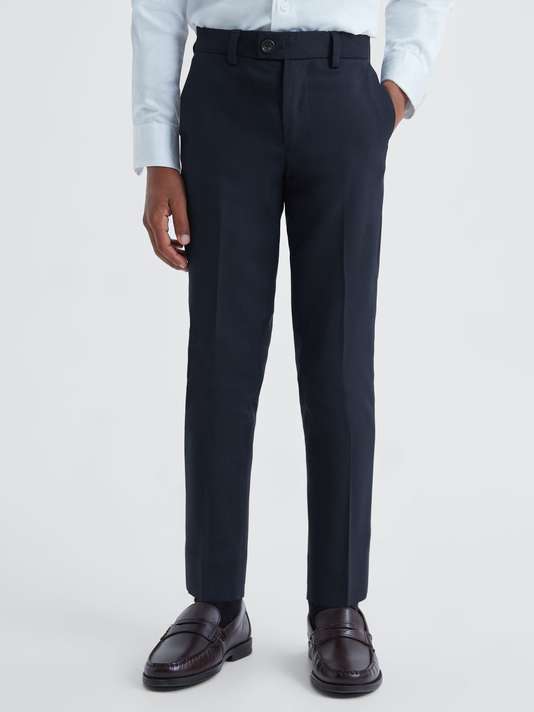 Reiss Navy Hope 3-9 yrs Wool Blend Adjustable Trousers image 3