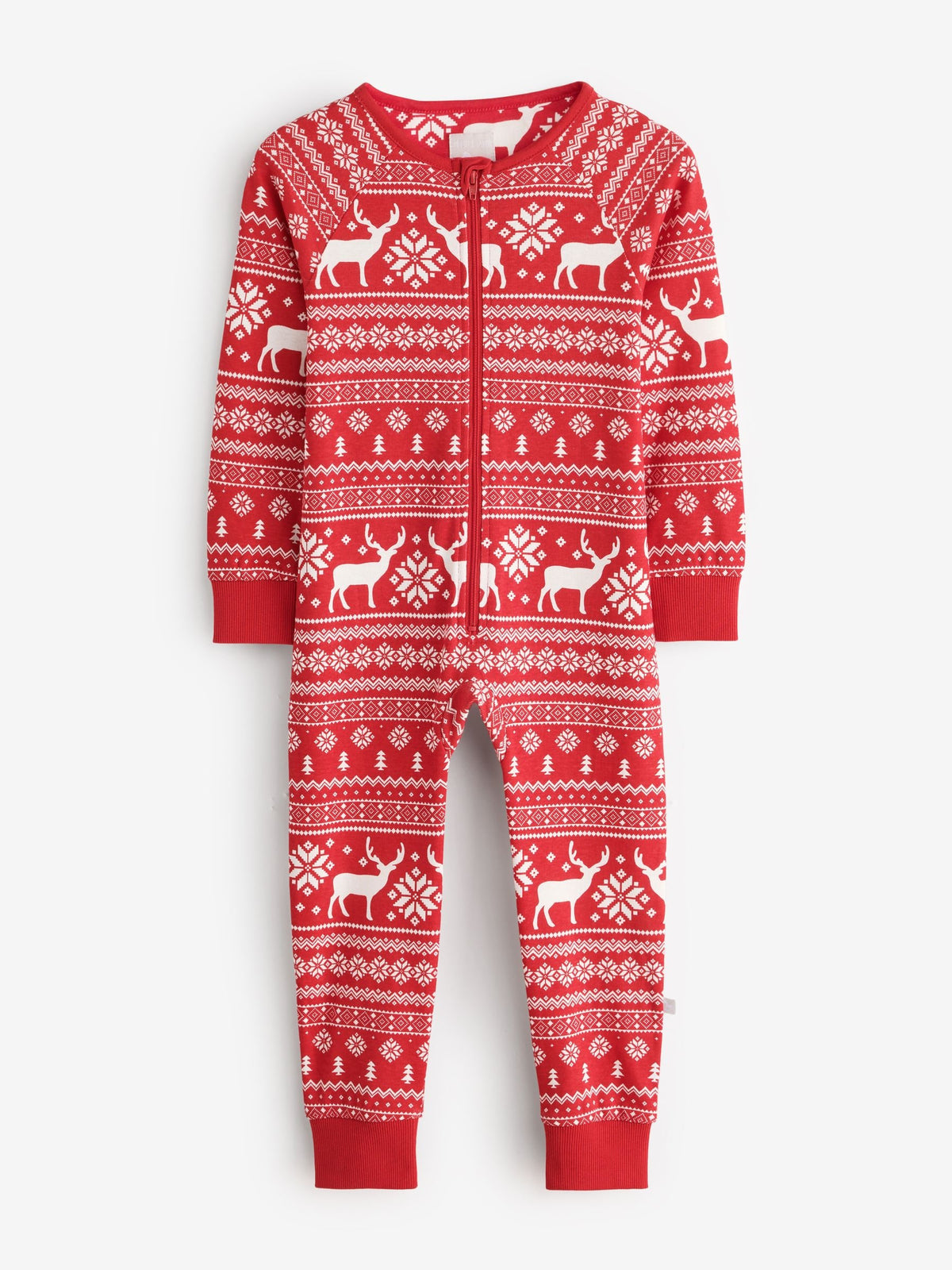 The Little Tailor Red Cotton Reindeer Fairisle Pattern Christmas Onesie - image 2