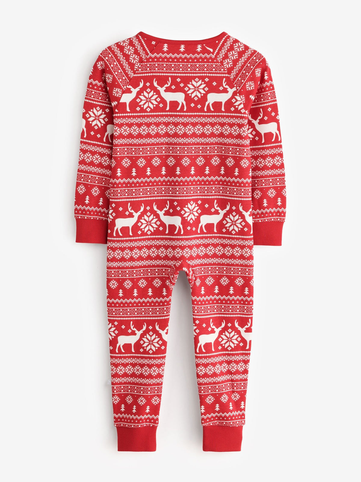 The Little Tailor Red Cotton Reindeer Fairisle Pattern Christmas Onesie - image 3