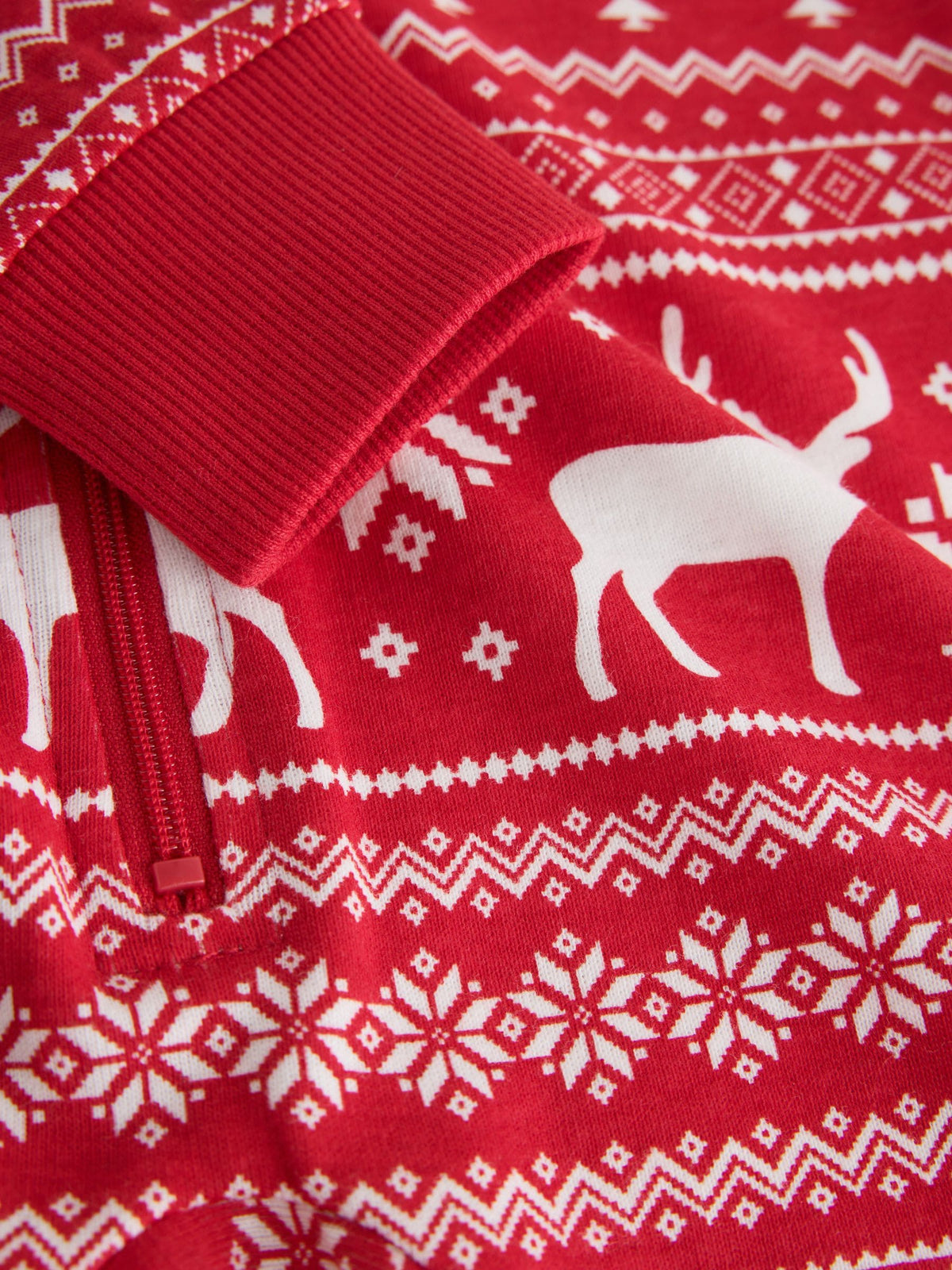 The Little Tailor Red Cotton Reindeer Fairisle Pattern Christmas Onesie - image 4