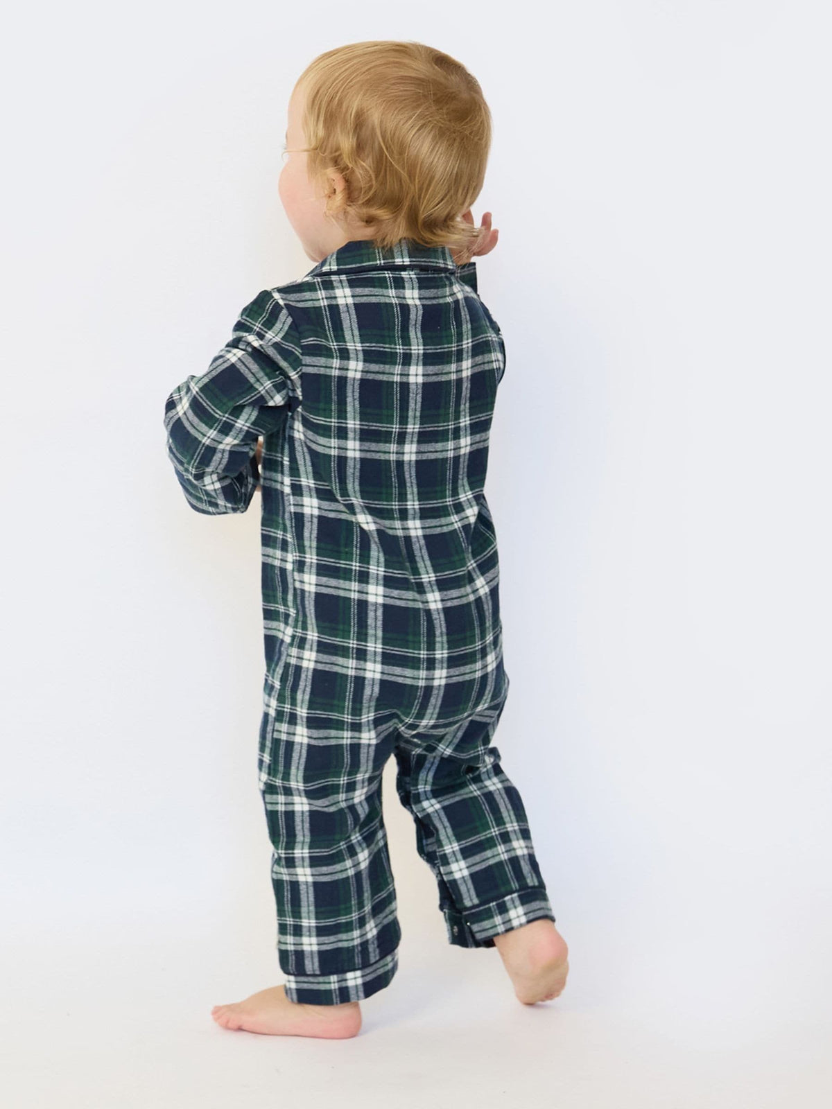 The Little Tailor Blue Checked Flannel Button Through Christmas Onesie - image 3
