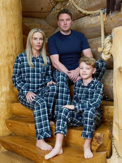 The Little Tailor Blue Checked Flannel Button Through Christmas Onesie - image 4