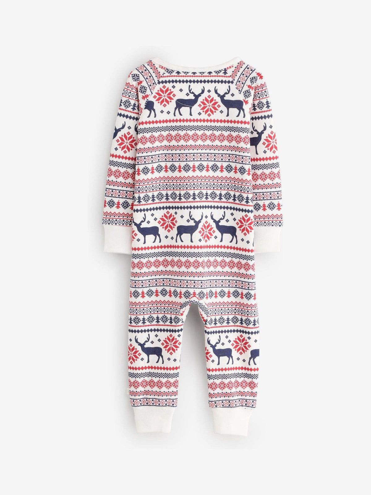 The Little Tailor Cream Cotton Reindeer Fairisle Pattern Christmas Onesie - image 2
