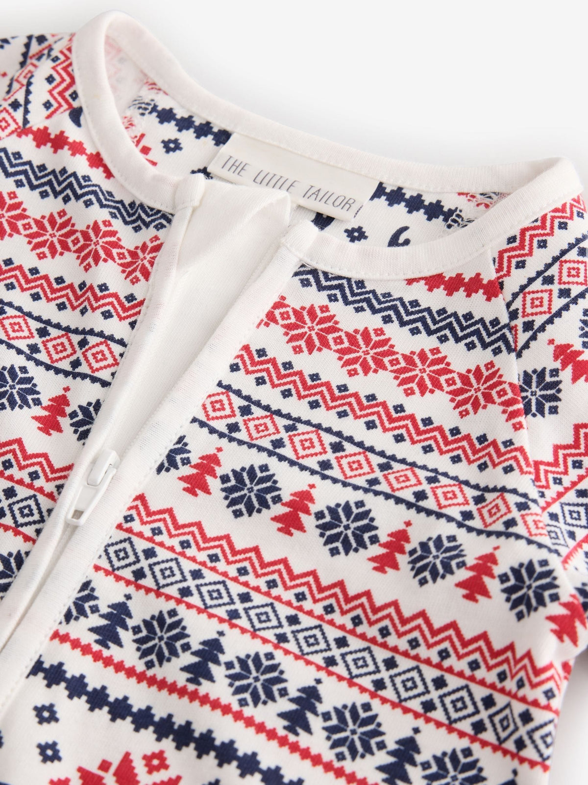 The Little Tailor Cream Cotton Reindeer Fairisle Pattern Christmas Onesie - image 3