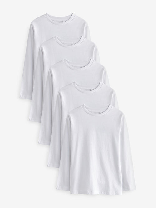 Dsiney Kidz - White 5 Pack Long Sleeve T-Shirts (3-16yrs) image 1