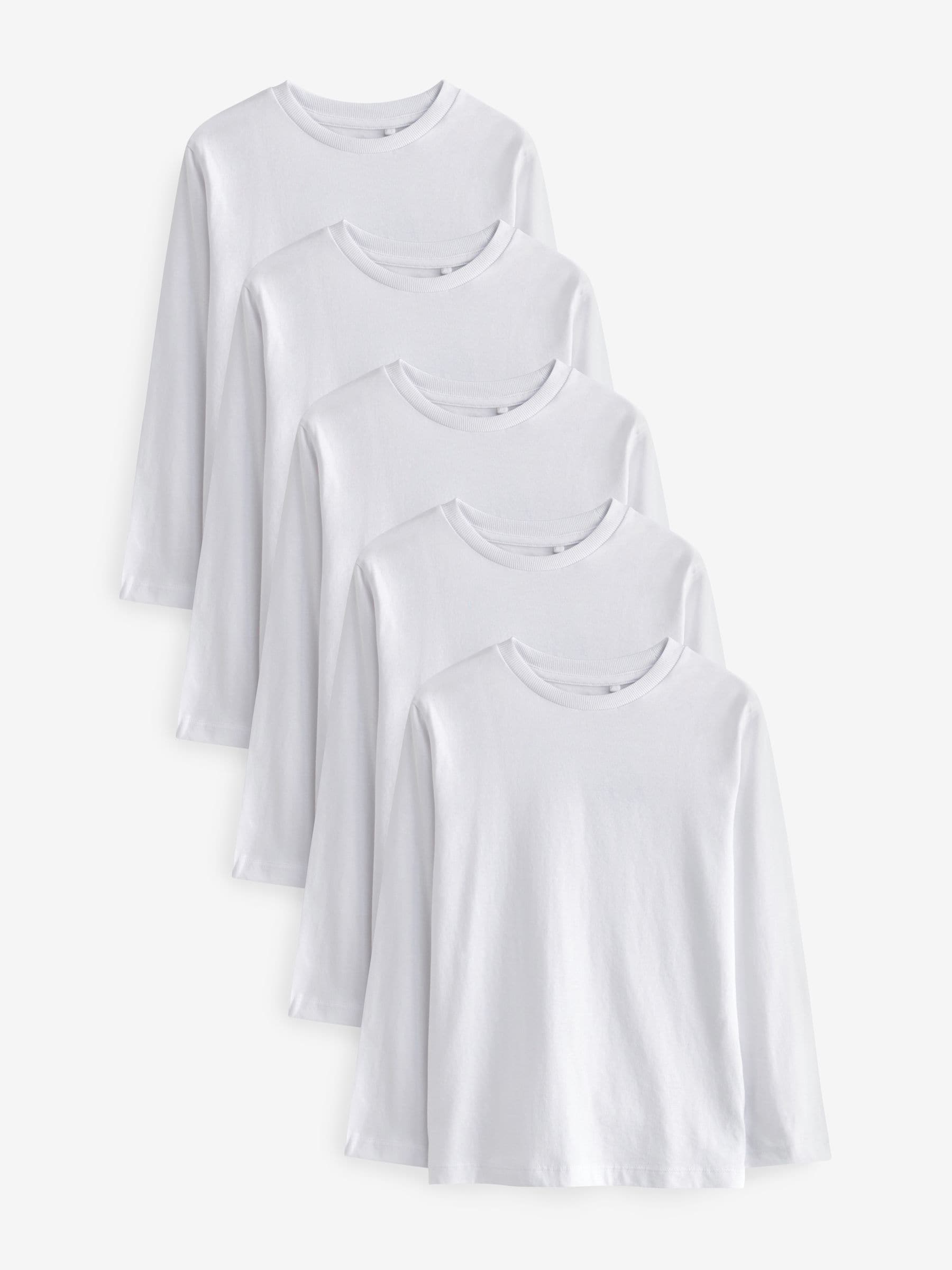 Dsiney Kidz - White 5 Pack Long Sleeve T-Shirts (3-16yrs) image 1
