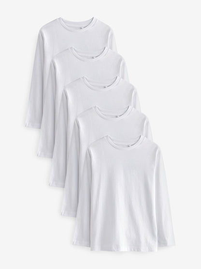 Dsiney Kidz - White 5 Pack Long Sleeve T-Shirts (3-16yrs) image 1