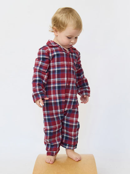 The Little Tailor Red Checked Flannel Button Through Christmas Onesie - image 3