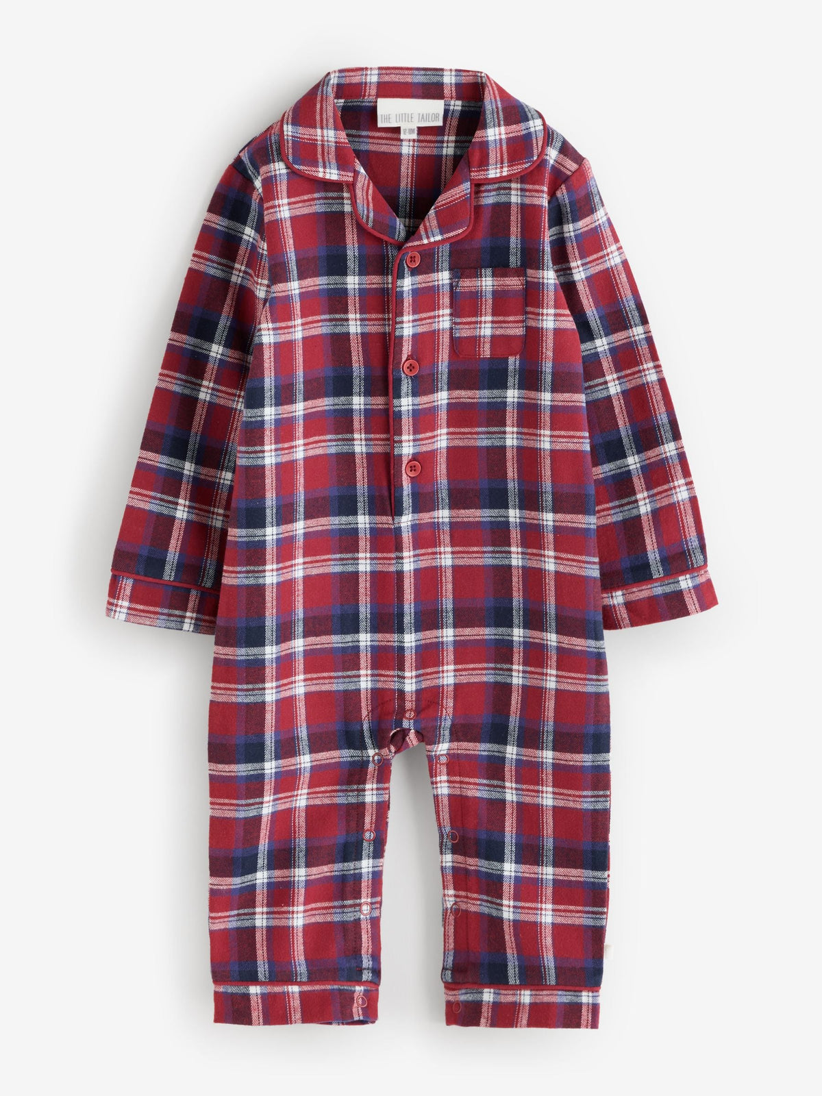 The Little Tailor Red Checked Flannel Button Through Christmas Onesie - image 5