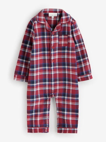 The Little Tailor Red Checked Flannel Button Through Christmas Onesie - image 5