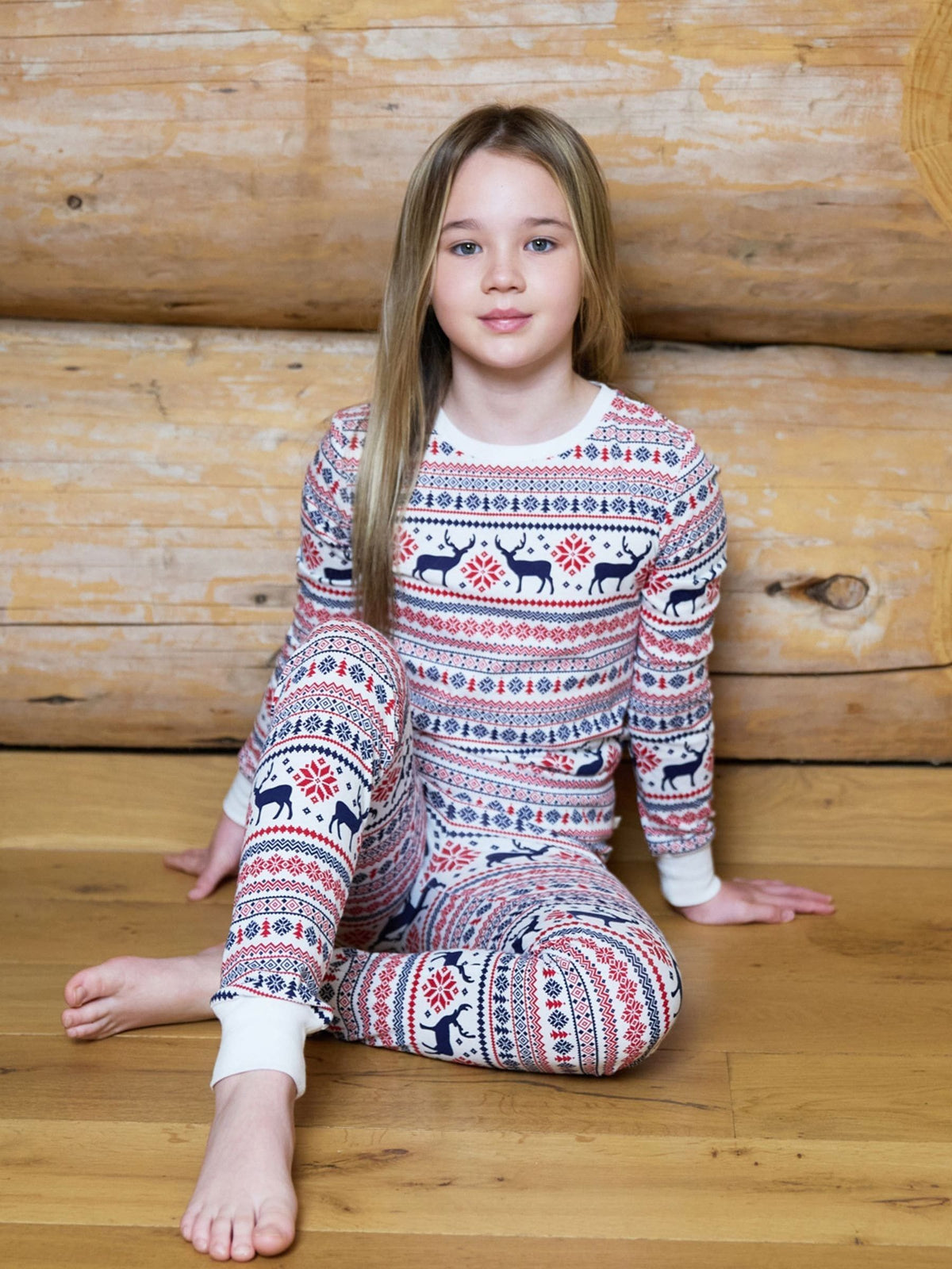 The Little Tailor Cream Cotton Reindeer Fairisle Pattern Christmas Pyjamas - image 1