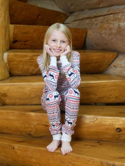The Little Tailor Cream Cotton Reindeer Fairisle Pattern Christmas Pyjamas - image 4