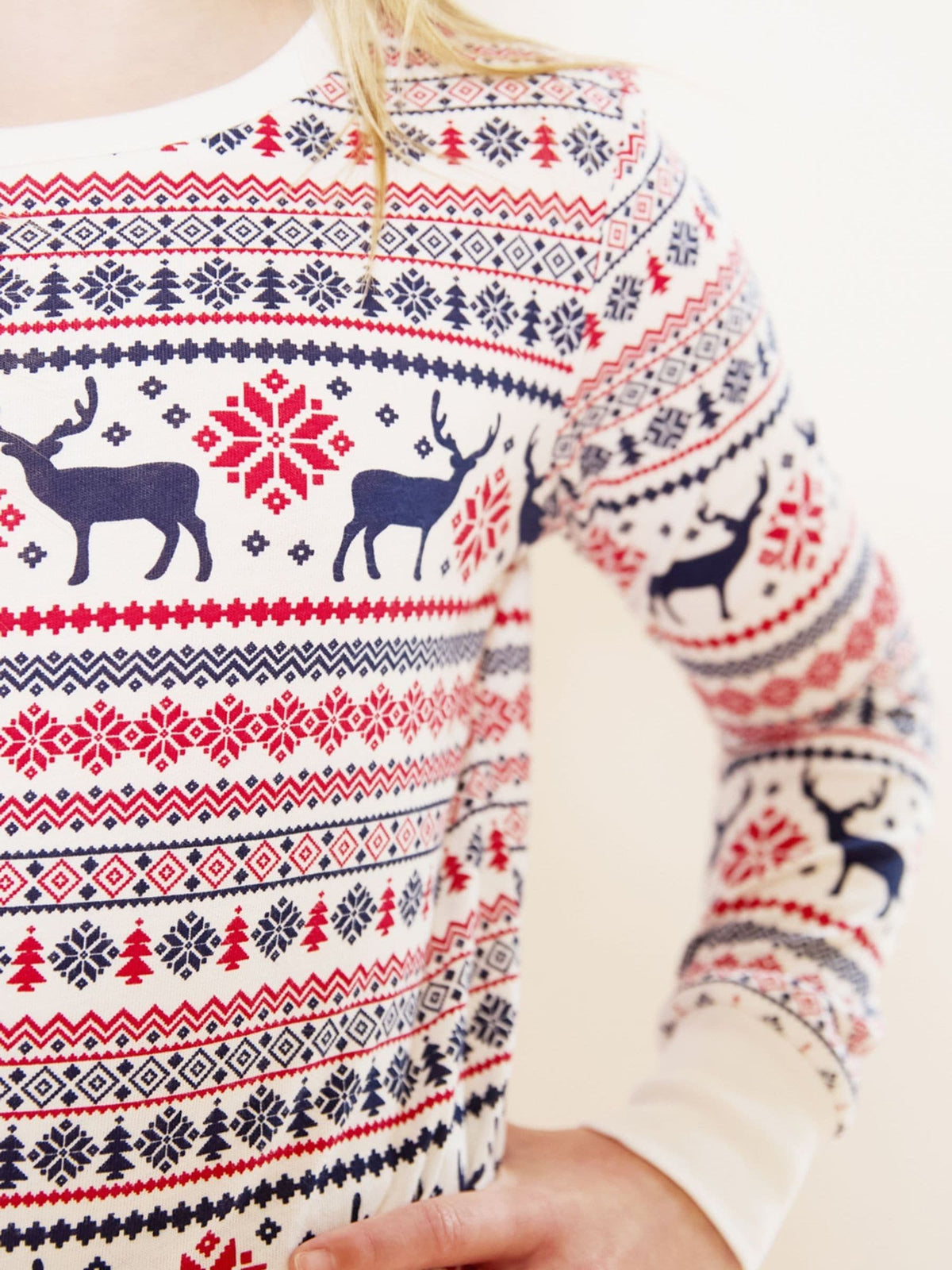 The Little Tailor Cream Cotton Reindeer Fairisle Pattern Christmas Pyjamas - image 5