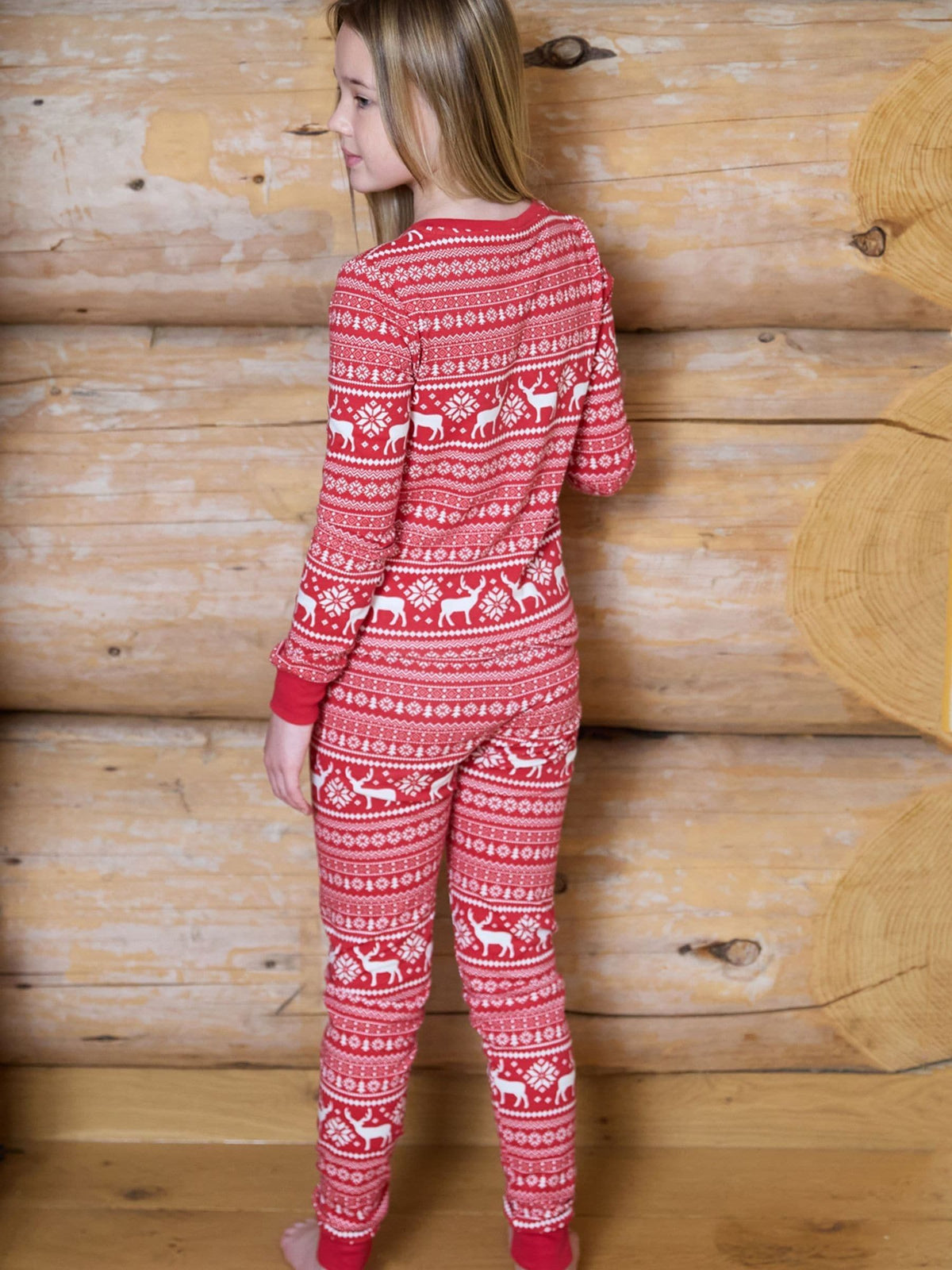 The Little Tailor Red Cotton Reindeer Fairisle Pattern Christmas Pyjamas - image 3