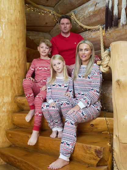 The Little Tailor Red Cotton Reindeer Fairisle Pattern Christmas Pyjamas - image 5