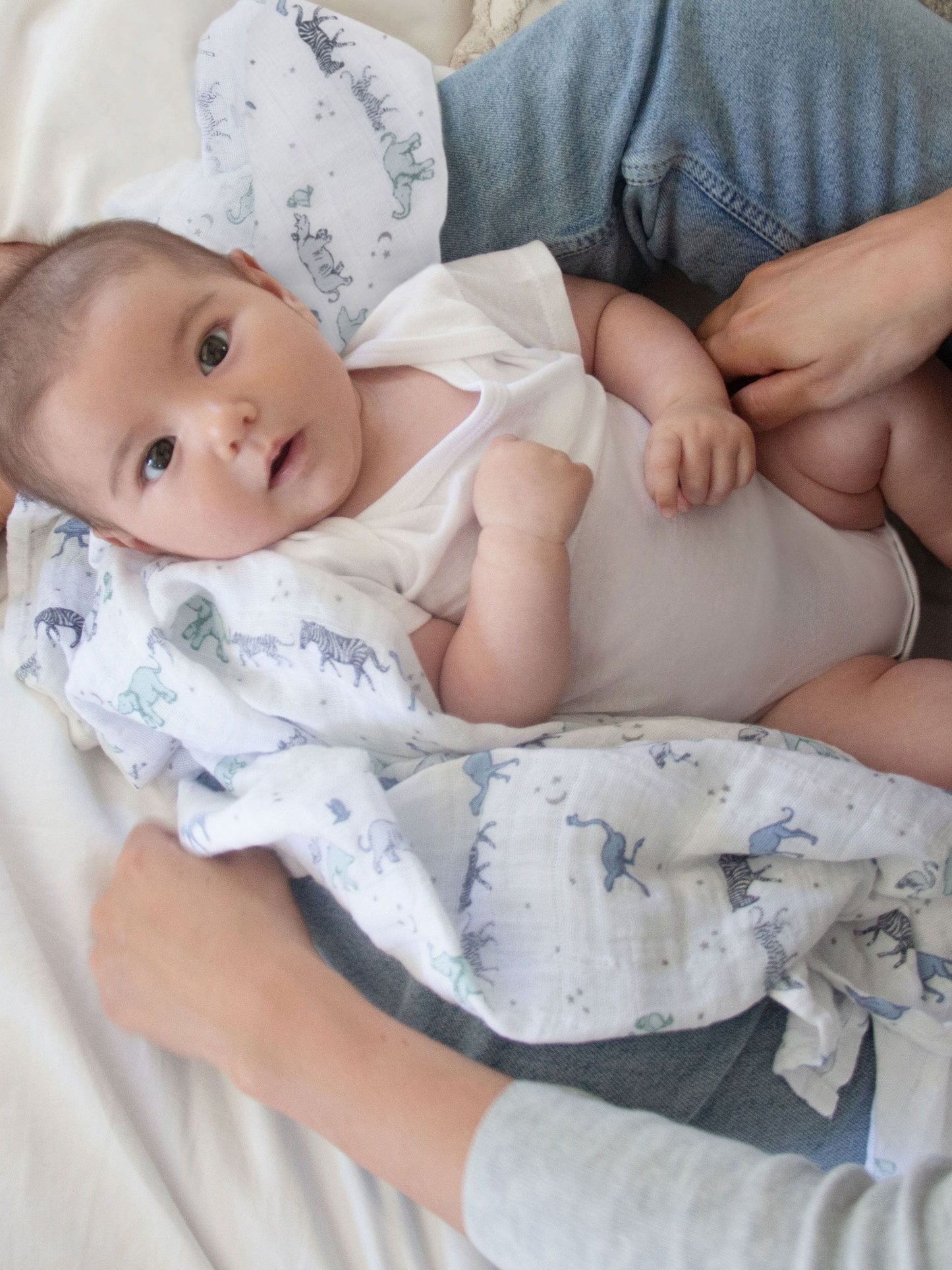 aden + anais Blue Kids Large Muslin Rising Star Blanket image 1