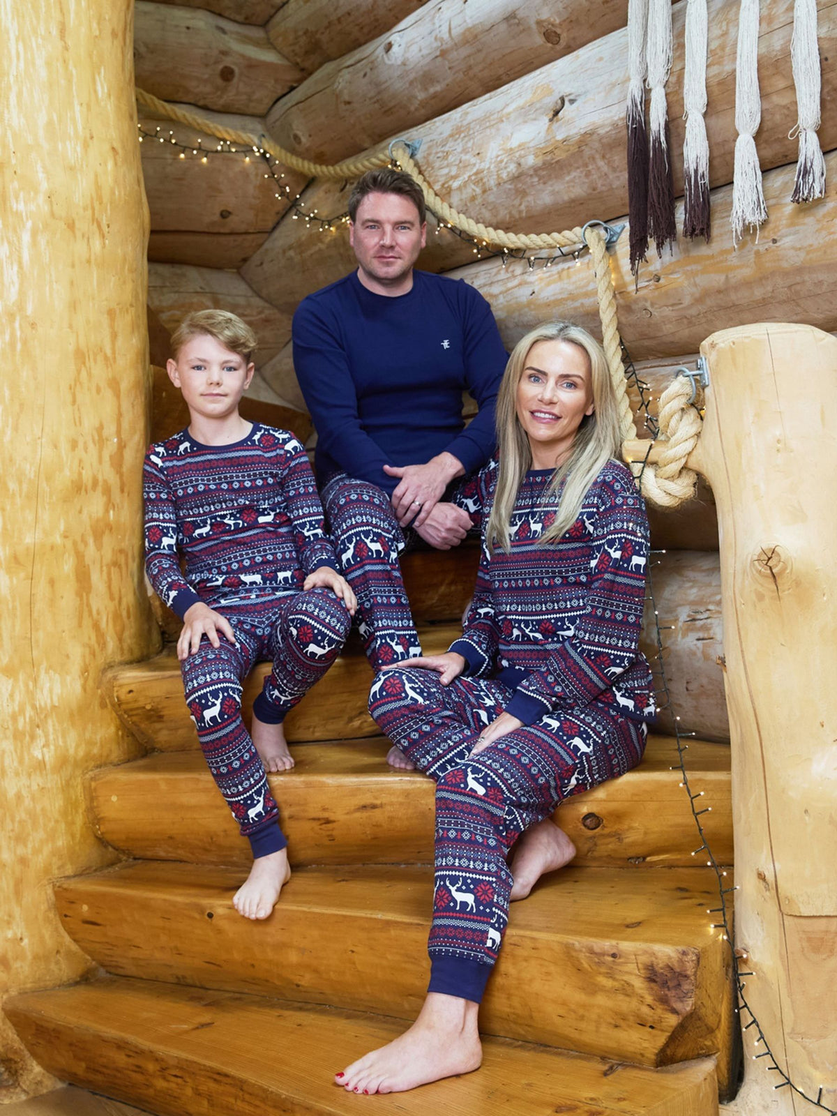 The Little Tailor Blue Cotton Reindeer Fairisle Pattern Christmas Onesie - image 3
