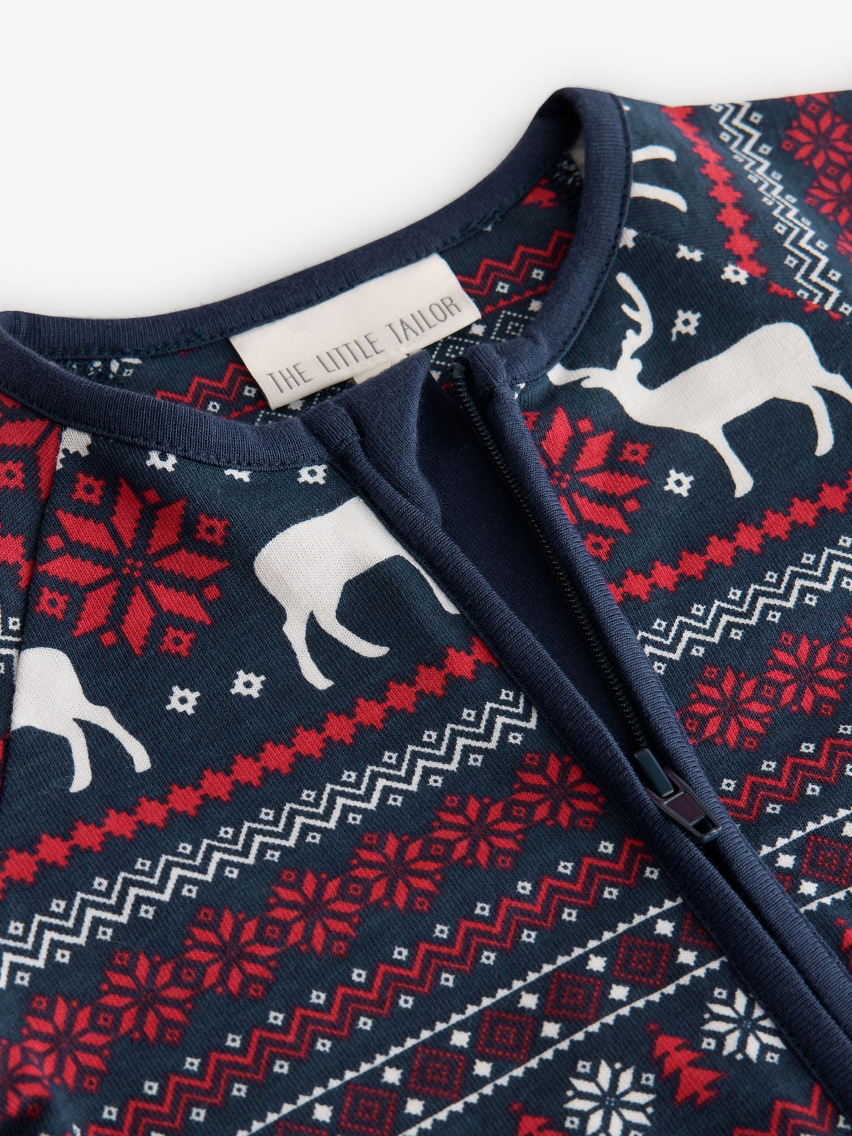 The Little Tailor Blue Cotton Reindeer Fairisle Pattern Christmas Onesie - image 6