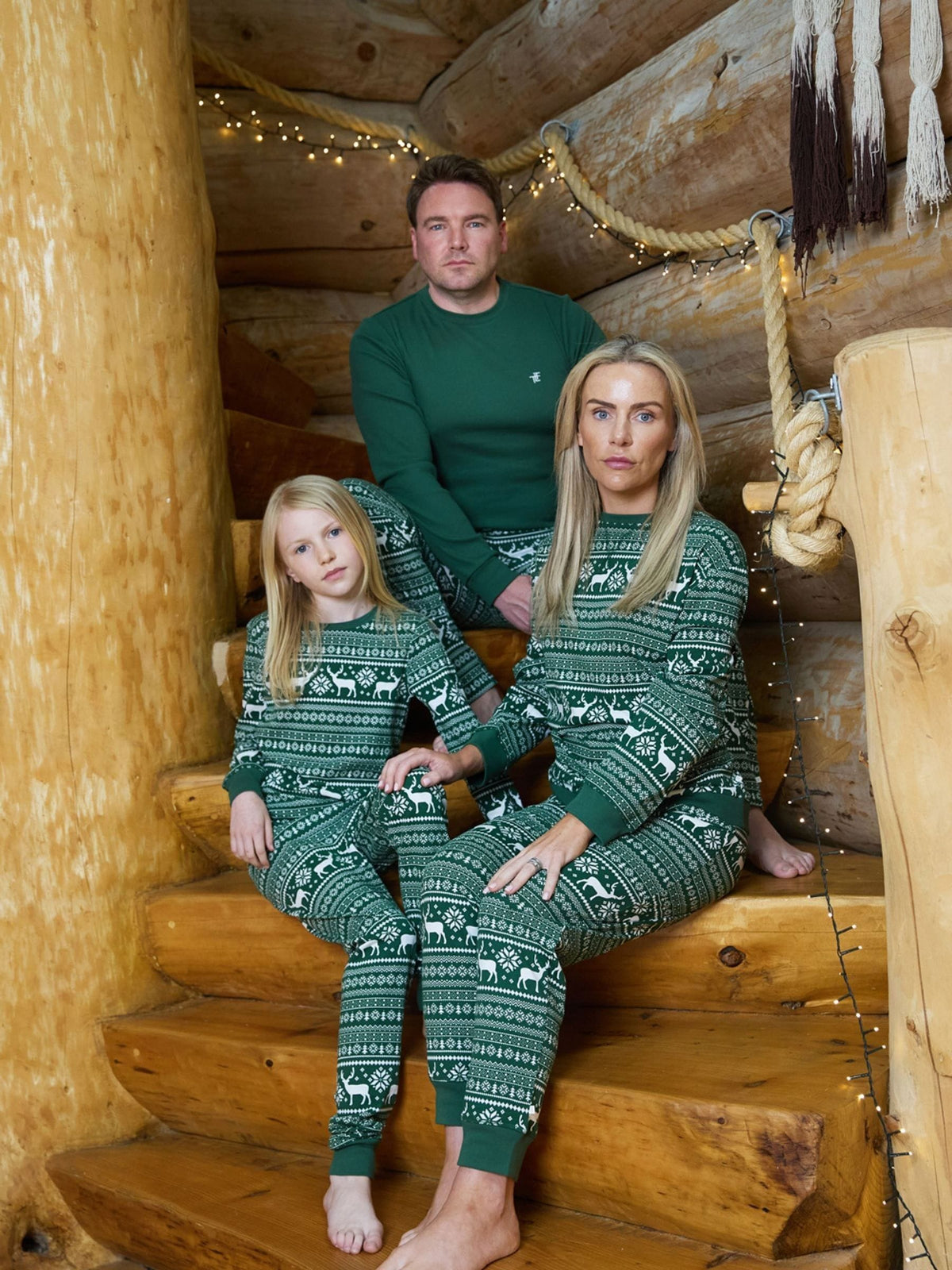 The Little Tailor Green Cotton Reindeer Fairisle Pattern Christmas Onesie - image 3