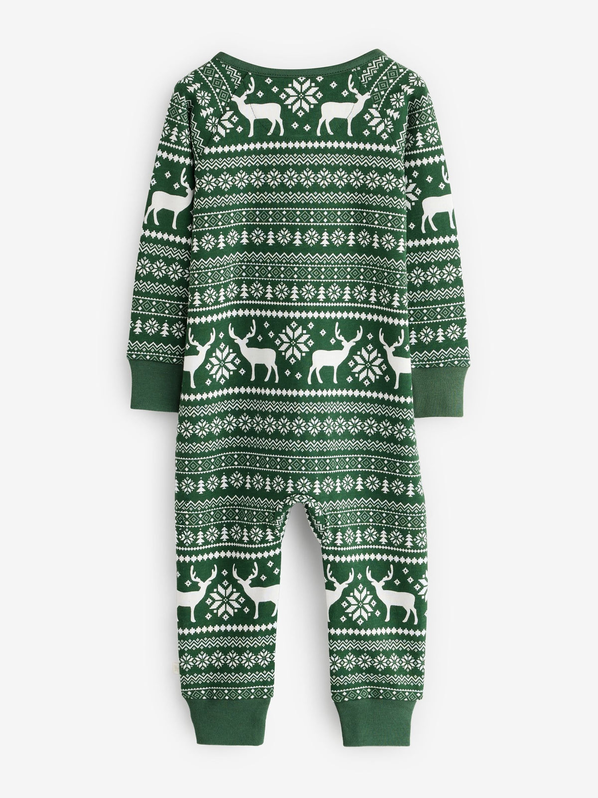 The Little Tailor Green Cotton Reindeer Fairisle Pattern Christmas Onesie - image 5