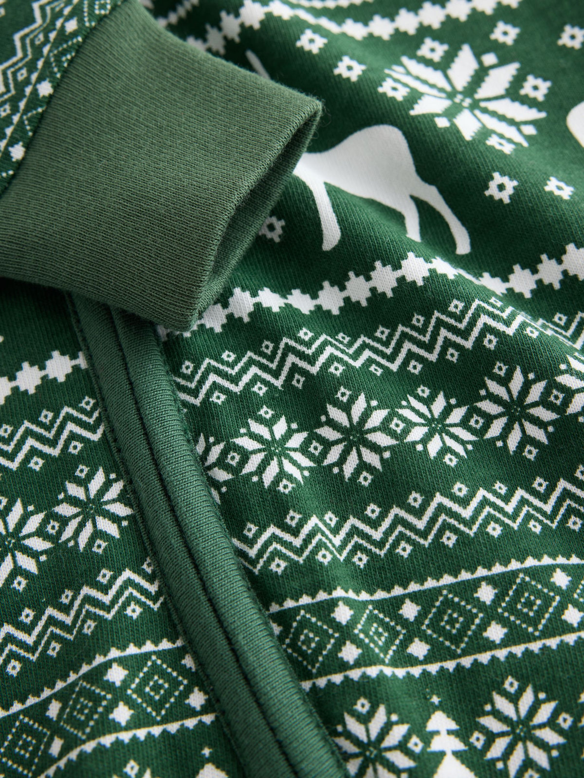 The Little Tailor Green Cotton Reindeer Fairisle Pattern Christmas Onesie - image 6