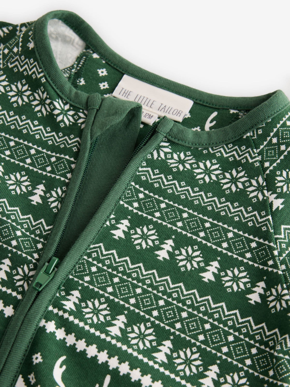The Little Tailor Green Cotton Reindeer Fairisle Pattern Christmas Onesie - image 7