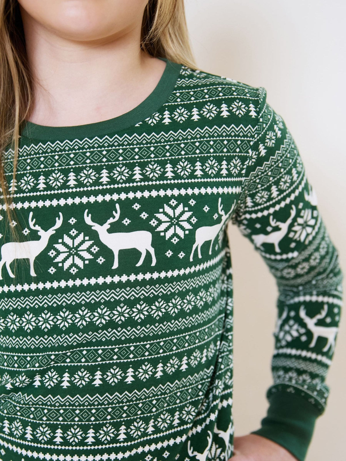 The Little Tailor Green Cotton Reindeer Fairisle Pattern Christmas Pyjamas - image 4