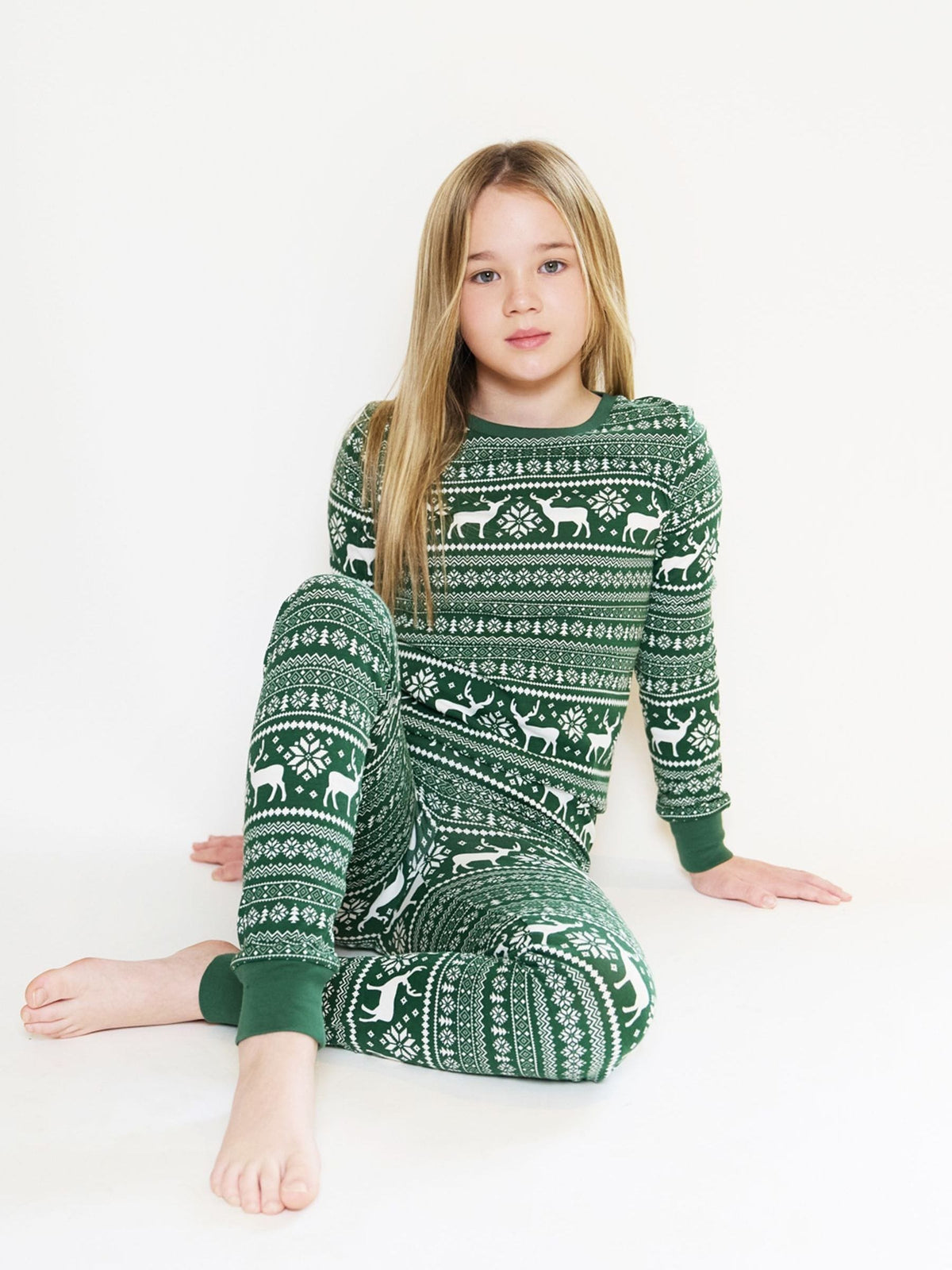 The Little Tailor Green Cotton Reindeer Fairisle Pattern Christmas Pyjamas - image 5