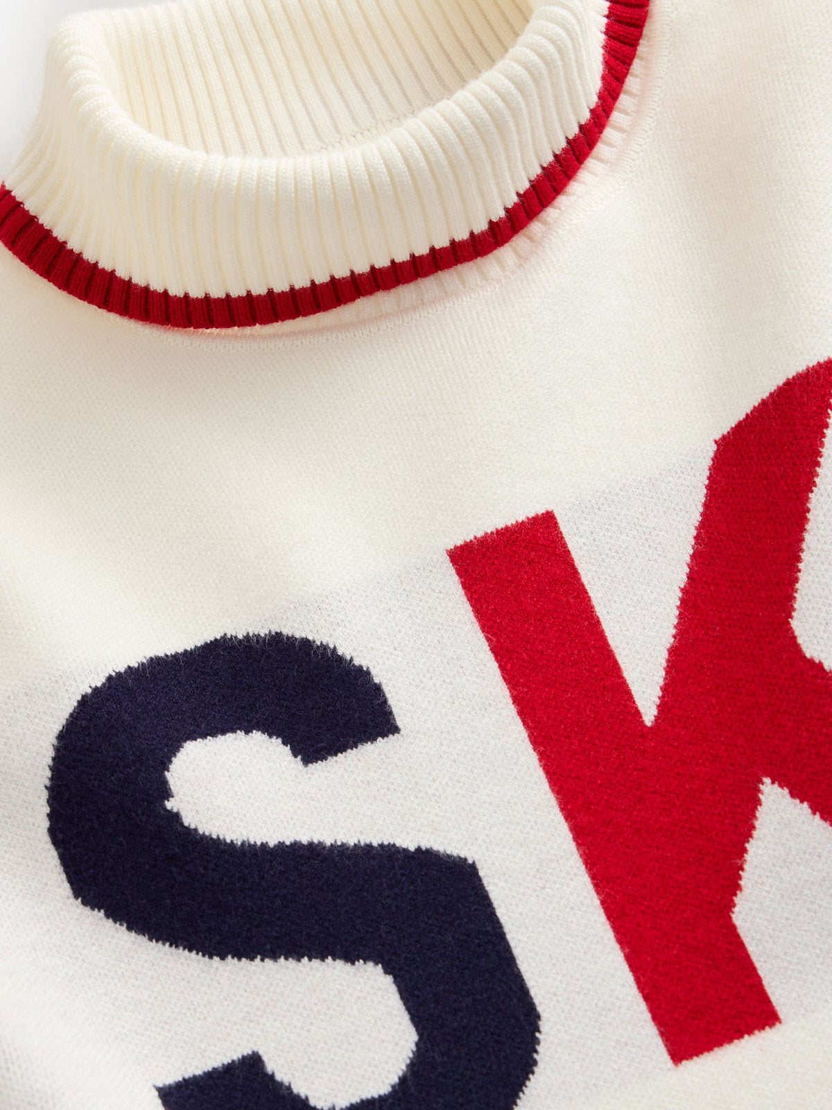 The Little Tailor Navy Blue/Red/Cream Ski Text Jumper - image 7