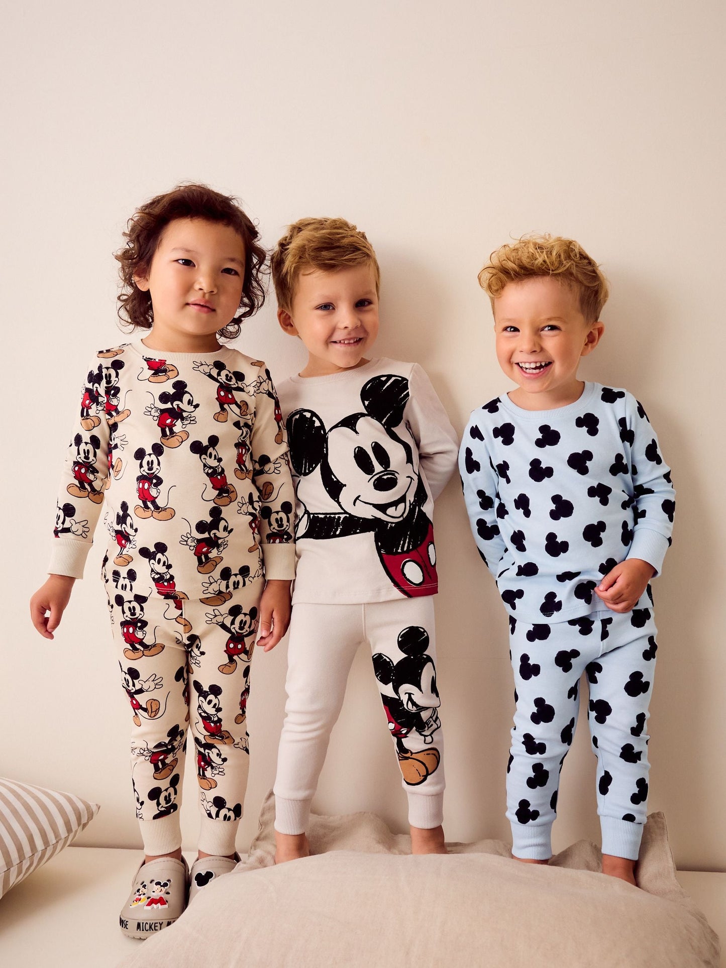 Blue/Ecru Mickey Mouse Snuggle Pyjamas 3 Pack (9mths-10yrs)