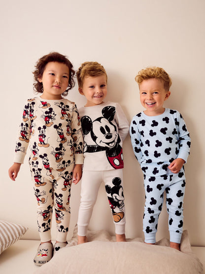 Blue/Ecru Mickey Mouse Snuggle Pyjamas 3 Pack (9mths-10yrs)