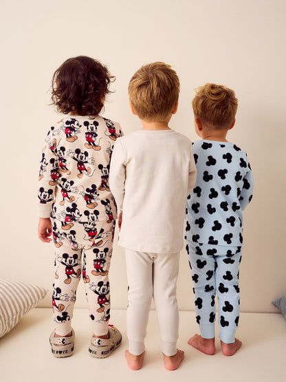 Blue/Ecru Mickey Mouse Snuggle Pyjamas 3 Pack (9mths-10yrs)