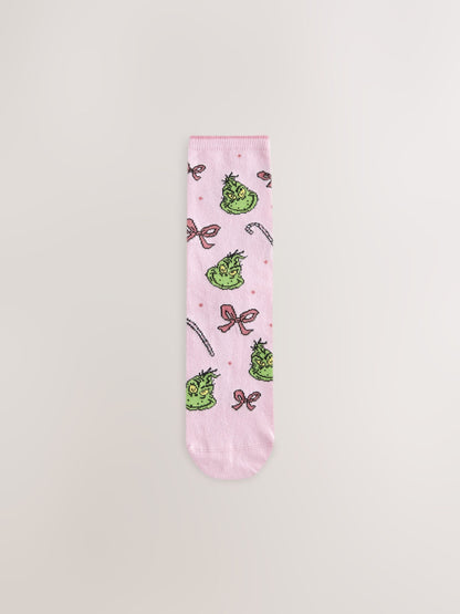 Pink/Green Christmas The Grinch Licensed Ankle Socks 4 Pack - image 3