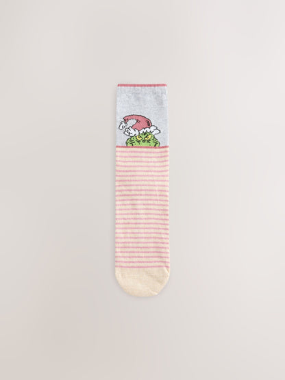 Pink/Green Christmas The Grinch Licensed Ankle Socks 4 Pack - image 5