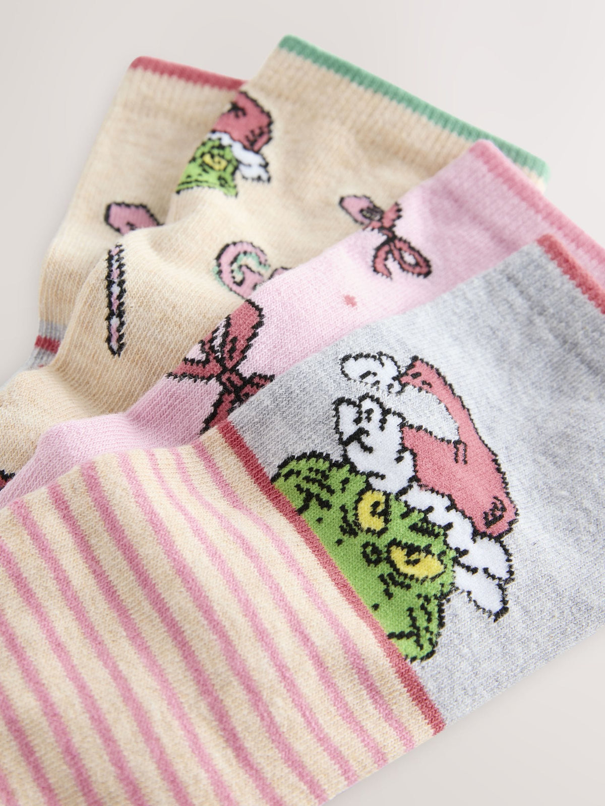 Pink/Green Christmas The Grinch Licensed Ankle Socks 4 Pack - image 6