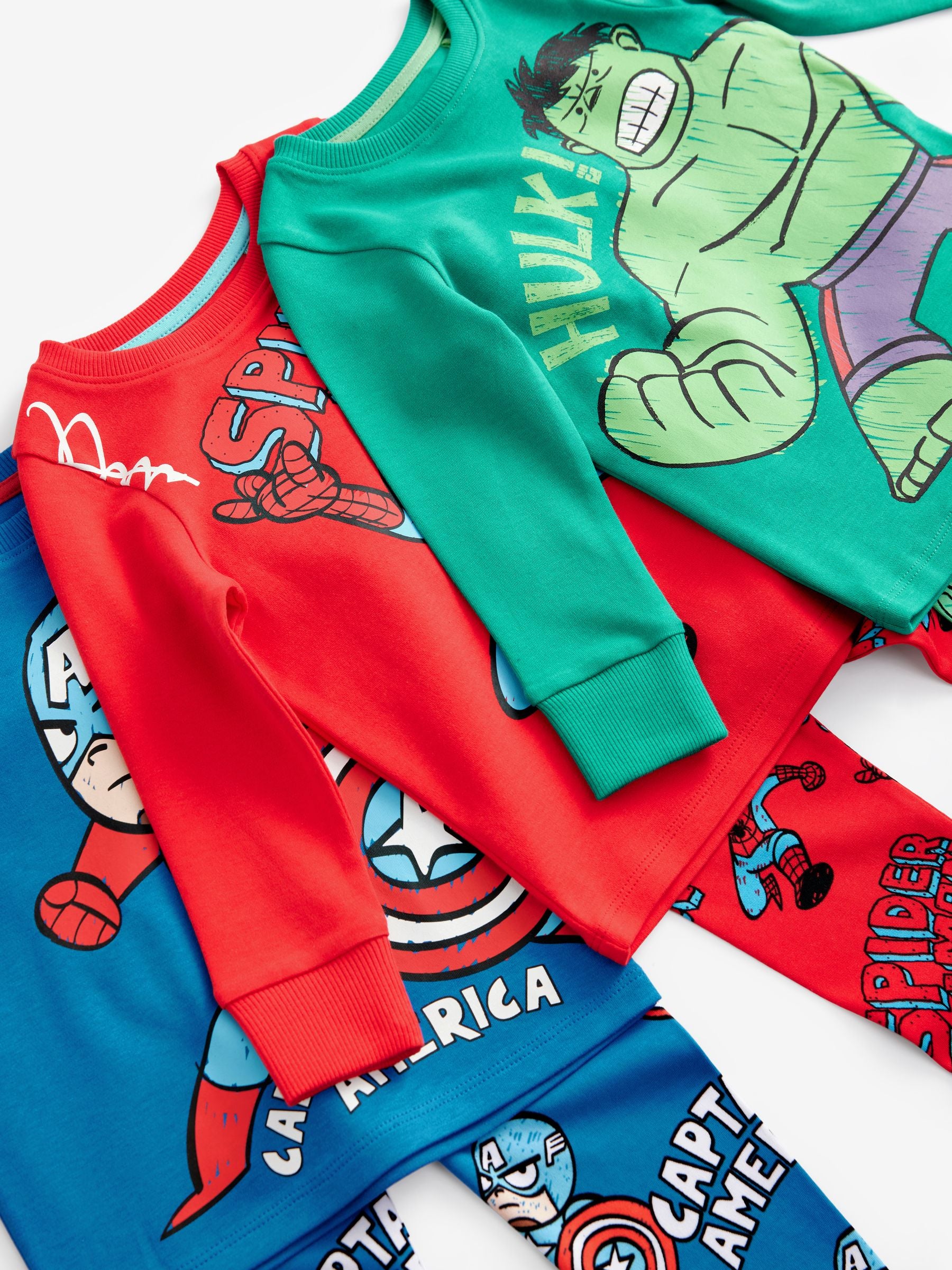 Marvel Red/Green/Blue Snuggle Pyjamas 3 Pack (9mths-8yrs) image 3