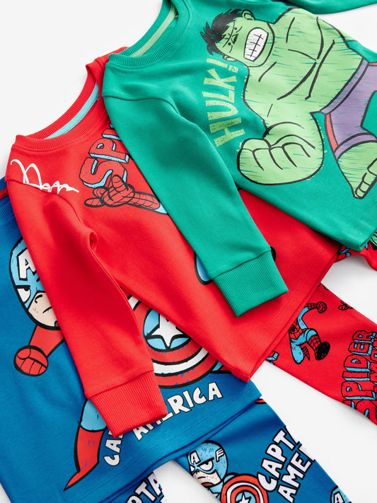 Marvel Red/Green/Blue Snuggle Pyjamas 3 Pack (9mths-8yrs) image 3