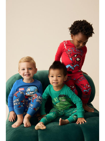 Marvel Red/Green/Blue Snuggle Pyjamas 3 Pack (9mths-8yrs)
