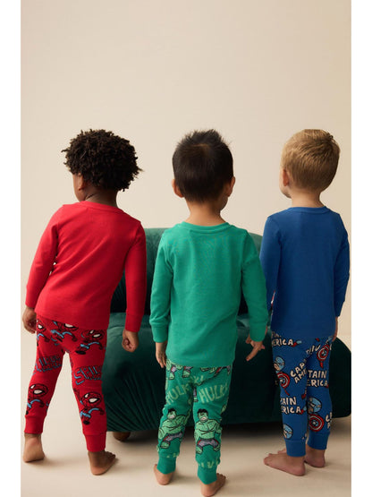 Marvel Red/Green/Blue Snuggle Pyjamas 3 Pack (9mths-8yrs)