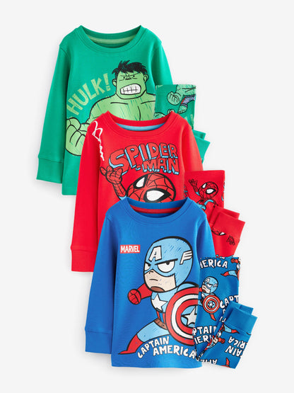Marvel Red/Green/Blue Snuggle Pyjamas 3 Pack (9mths-8yrs) image 7